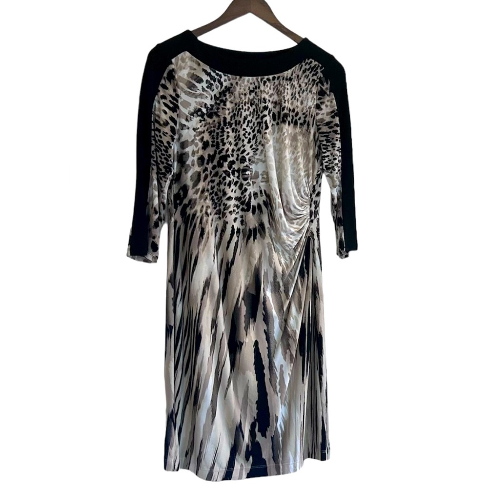Chicos animal print side ruched dress women M